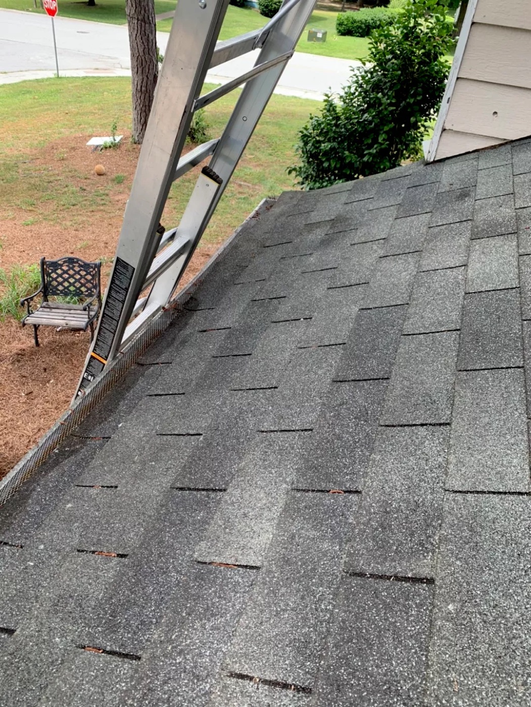 Roof edge after gutter cleaning