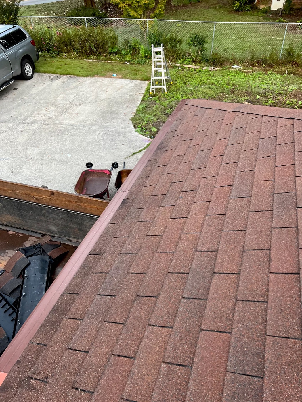Roof edge after gutter guard installation