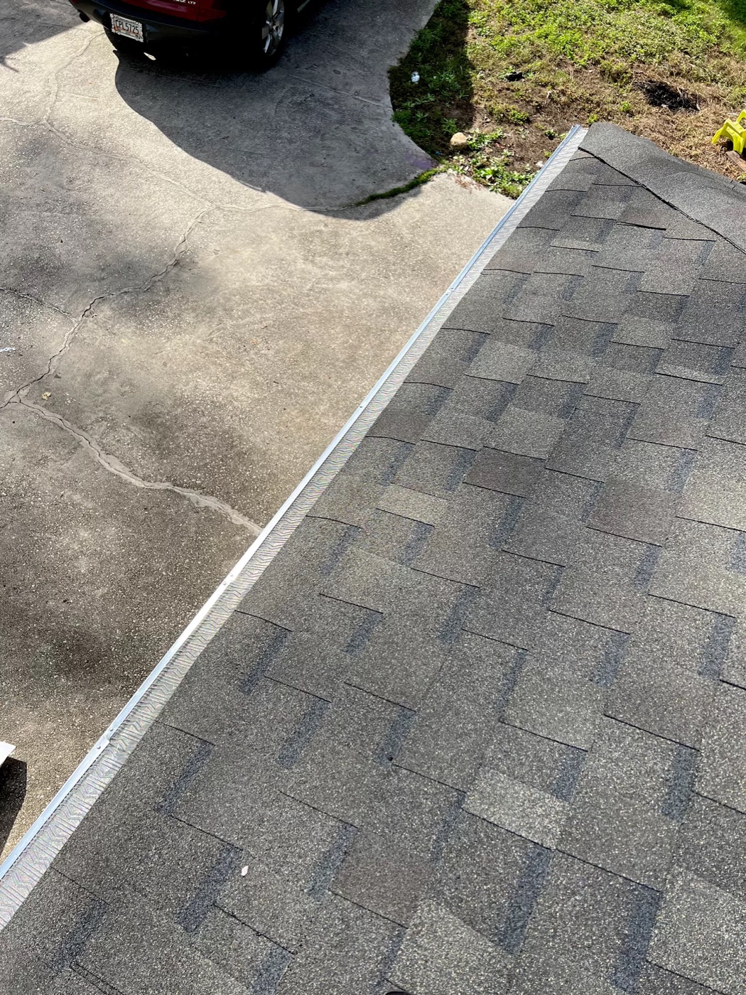 Roof edge before gutter guard installation